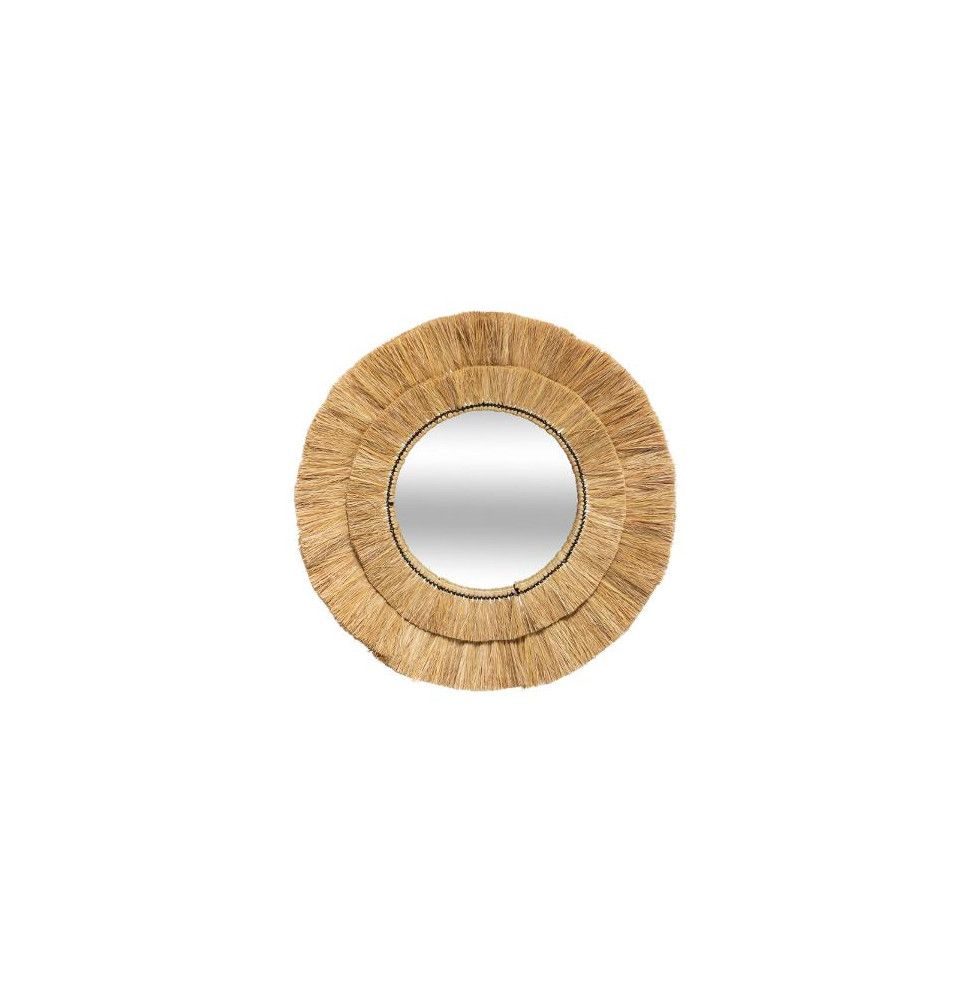 Miroir rond Safari en raphia - D 57 cm - Beige