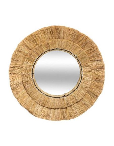 Miroir rond Safari en raphia - D 57 cm - Beige