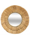 Miroir rond Safari en raphia - D 57 cm - Beige