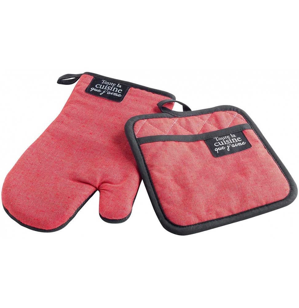 Gant et manique de cuisine - PVC - Chambray Harold - Rouge