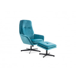 Fauteuil avec repose pieds - Ford - L 75 x l 82 cm - Turquoise