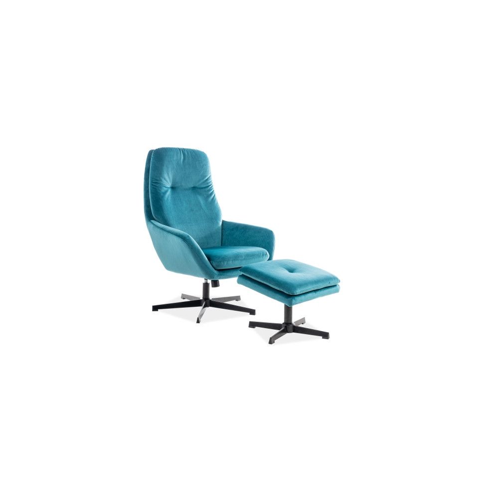 Fauteuil avec repose pieds - Ford - L 75 x l 82 cm - Turquoise