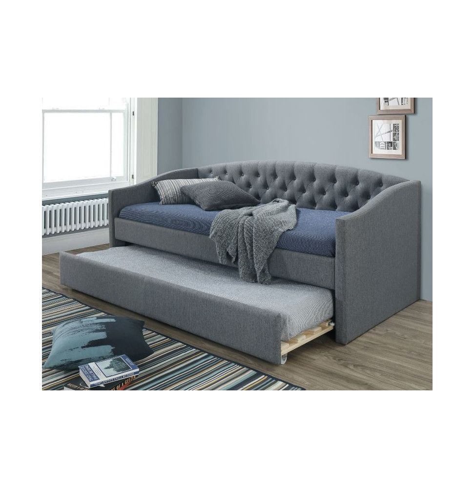 Lit Alessia - L 214 x l 100 cm - Gris