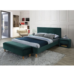 Lit en velours - Azurro - L 206 x l 165 cm - Vert