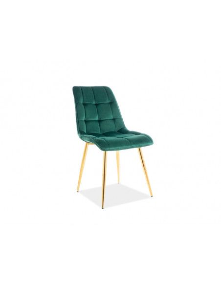 Chaise Chic imitation velours - L 50 x l 43 x H 88 cm - Vert