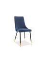Chaise en velours - Piano - L 45 cm x l 44 cm x H 92 cm - Bleu