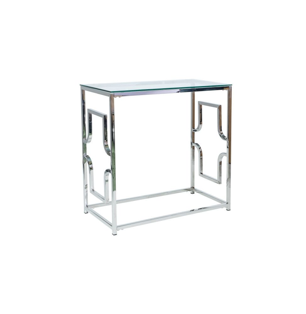 Console en verre - L 80 cm x l 40 cm x H 78 cm - Pieds argentés