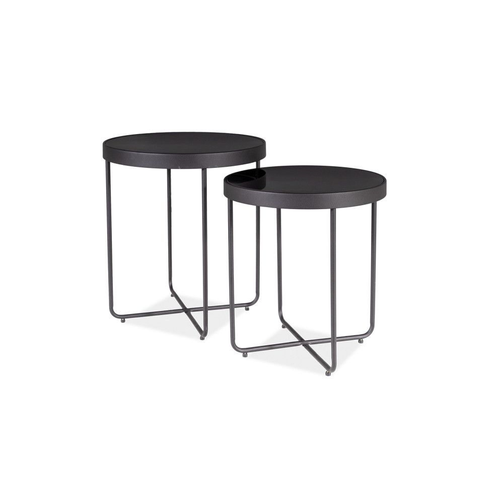 Set de 2 tables d'appoint - Atena - Verre trempé