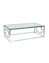 Table basse en verre - L 120 cm x l 60 cm x H 40 cm - Pieds argentés