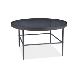 Table basse ronde en verre - D 80 x H 55 cm - Vanessa - Noir