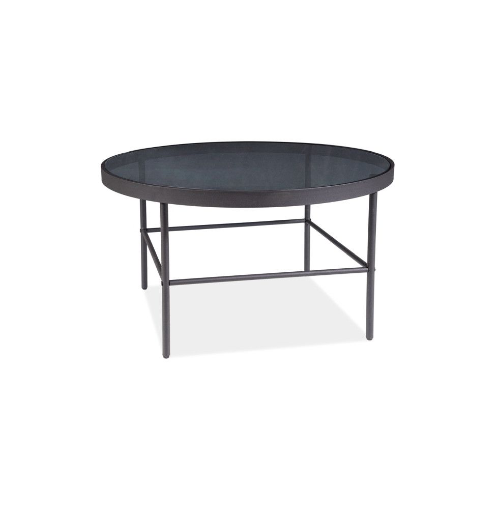 Table basse ronde en verre - D 80 x H 55 cm - Vanessa - Noir