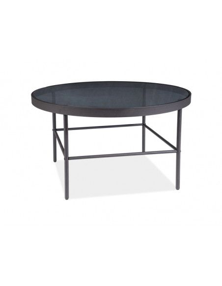 Table basse ronde en verre - D 80 x H 55 cm - Vanessa - Noir