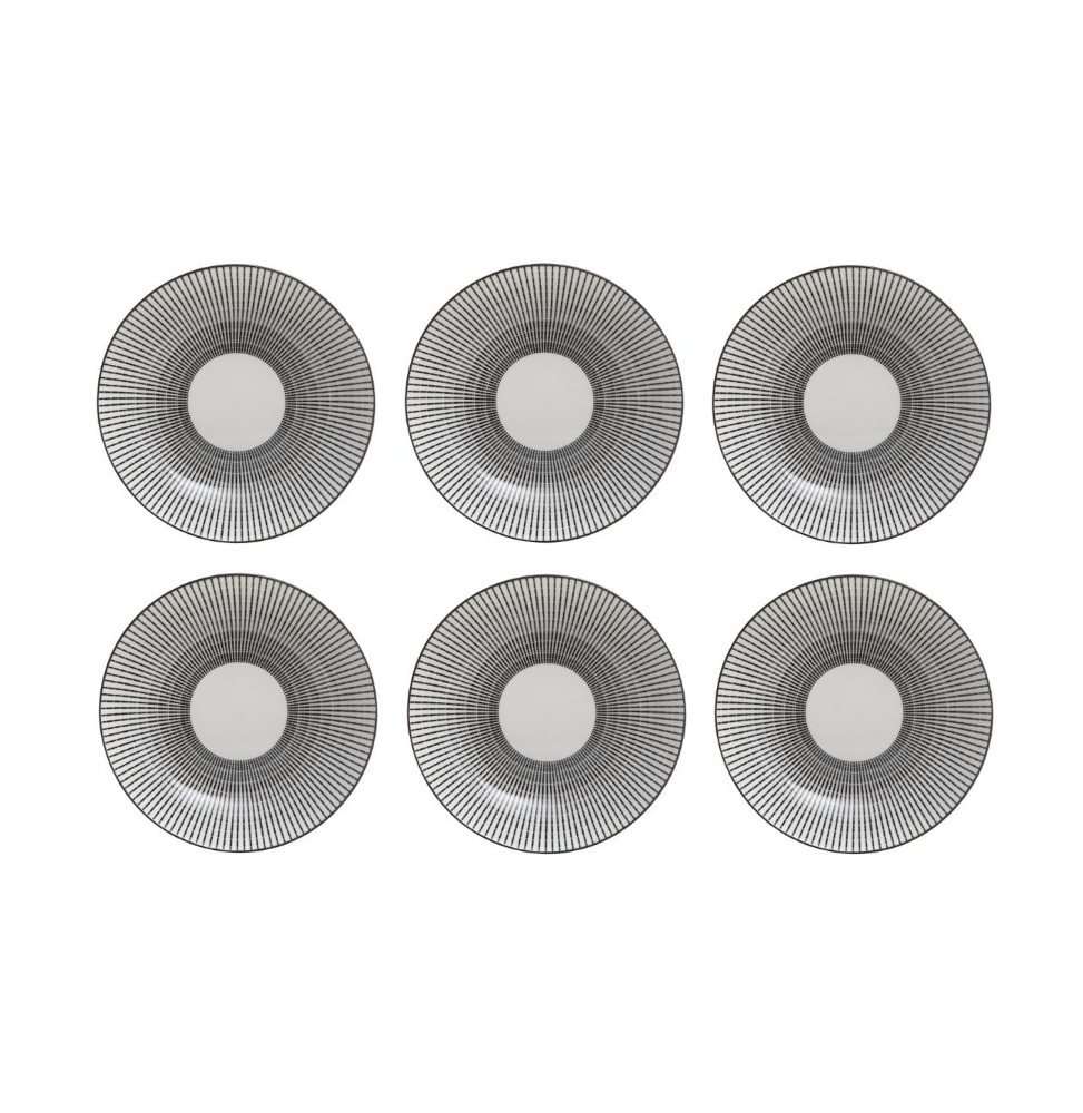 Set de 6 assiettes creuses Lunis - D 20,5 cm - Noir