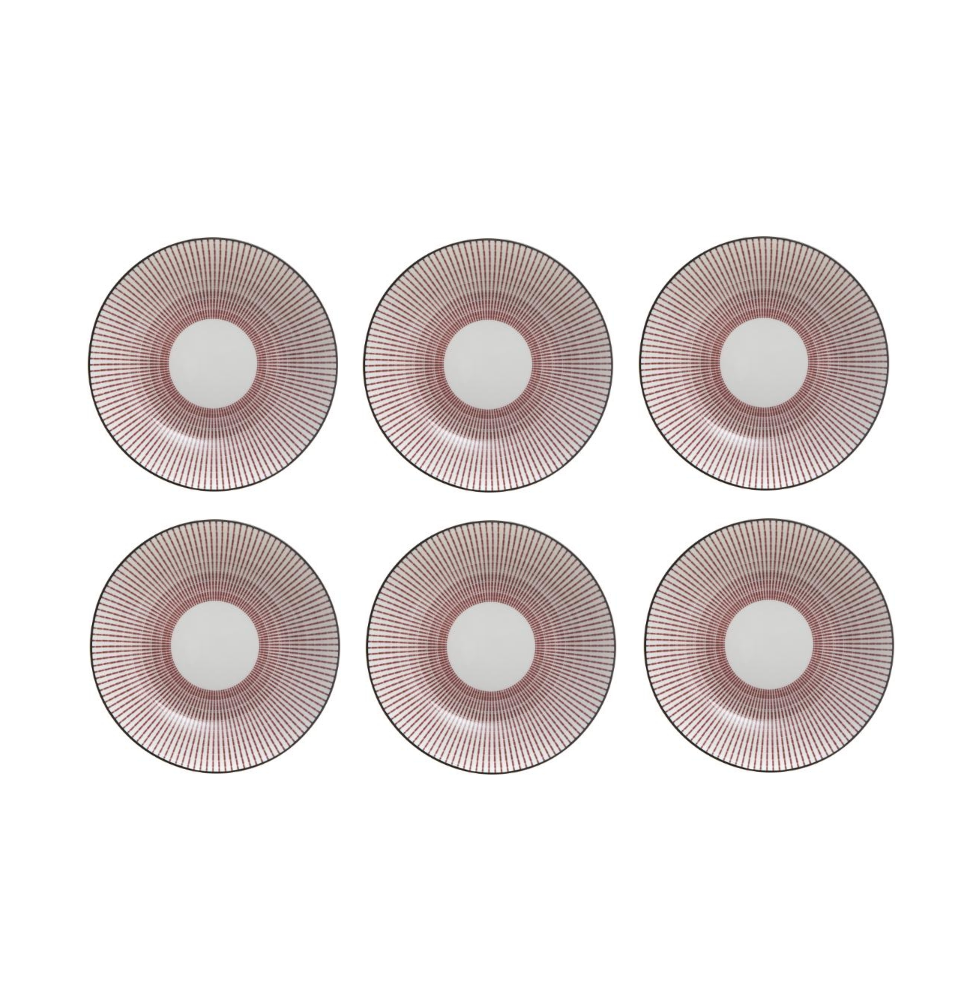 Set de 6 assiettes creuses Lunis - D 20,5 cm - Rouge