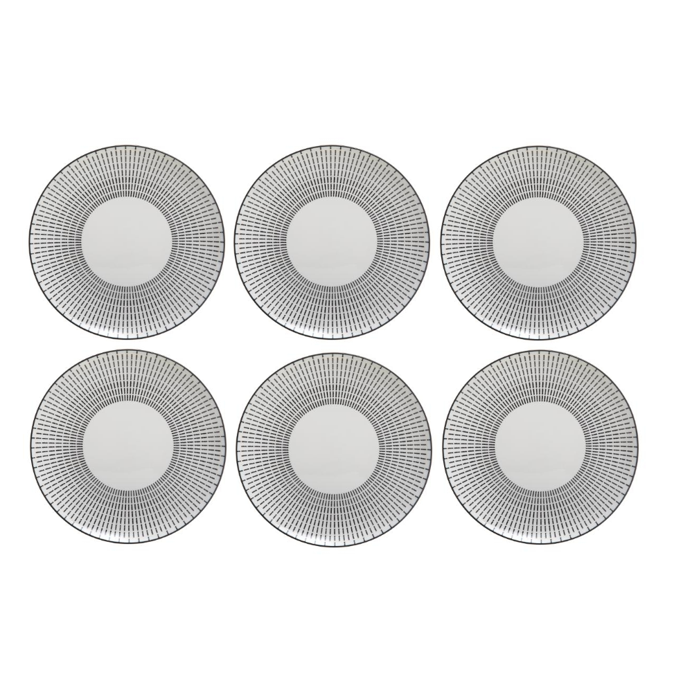 Set de 6 assiettes plates Lunis - D 27 cm - Noir