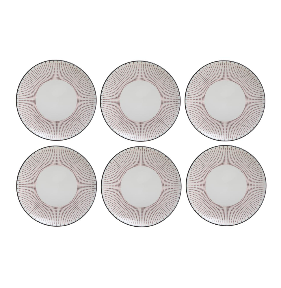 Set de 6 assiettes plates Lunis - D 27 cm - Rouge