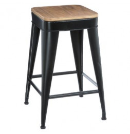 Tabouret Joris en métal - L 38 x l 38 x H 59,9 cm - Noir