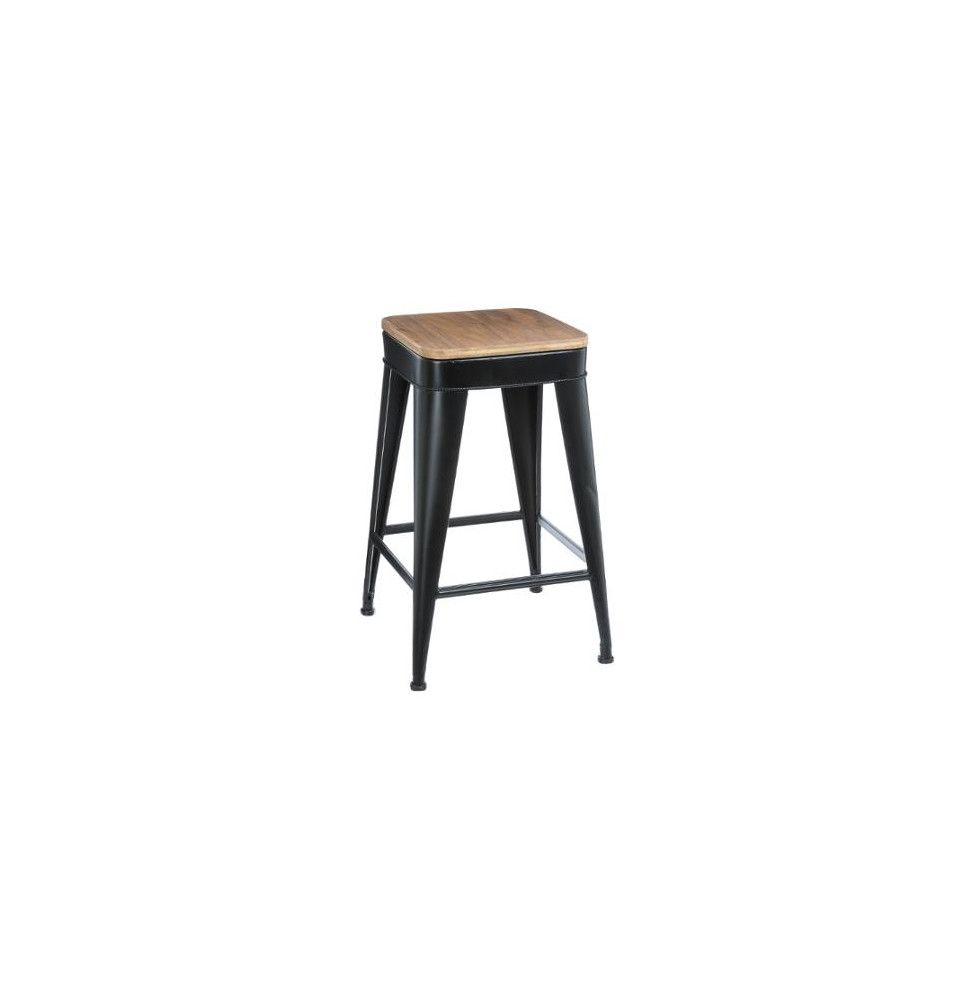 Tabouret Joris en métal - L 38 x l 38 x H 59,9 cm - Noir