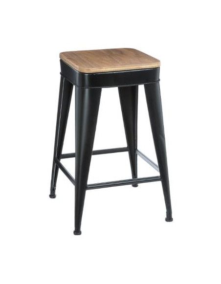 Tabouret Joris en métal - L 38 x l 38 x H 59,9 cm - Noir