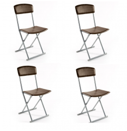 Lot de 4 chaises pliantes marrons - Stella - Similicuir