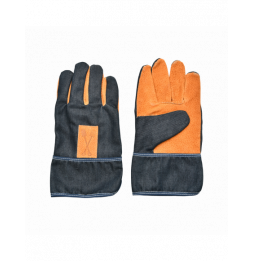 Gants de jardin en jean avec renfort en cuir - Taille unique