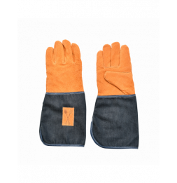 Gants de jardin en jean avec renfort en cuir - Taille unique - Manches longues