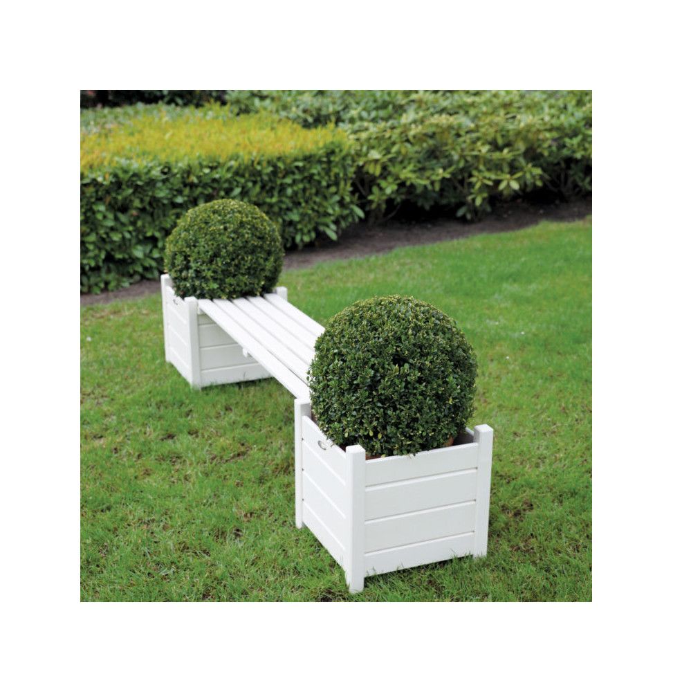 Banc planteurs - L 40 x l 188 x H 40,2 cm - Blanc