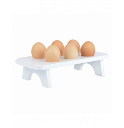 Support à oeufs en bois - L 13 x l 26,6 x H 6,4 cm - Blanc