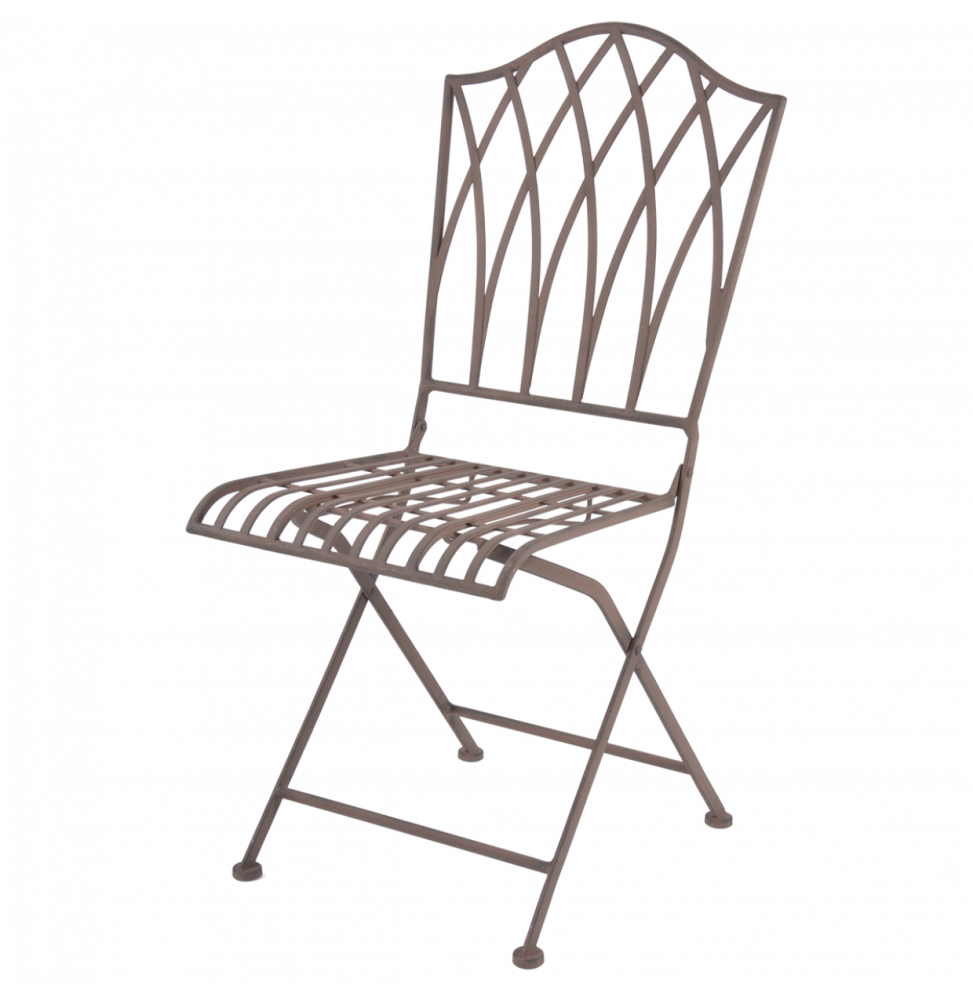 Chaise pliable en métal - H 91,8 cm - Marron