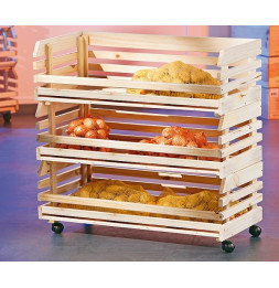 Caisses à fruits sur roulettes - Rangement en bois massif empilable - H 80 cm