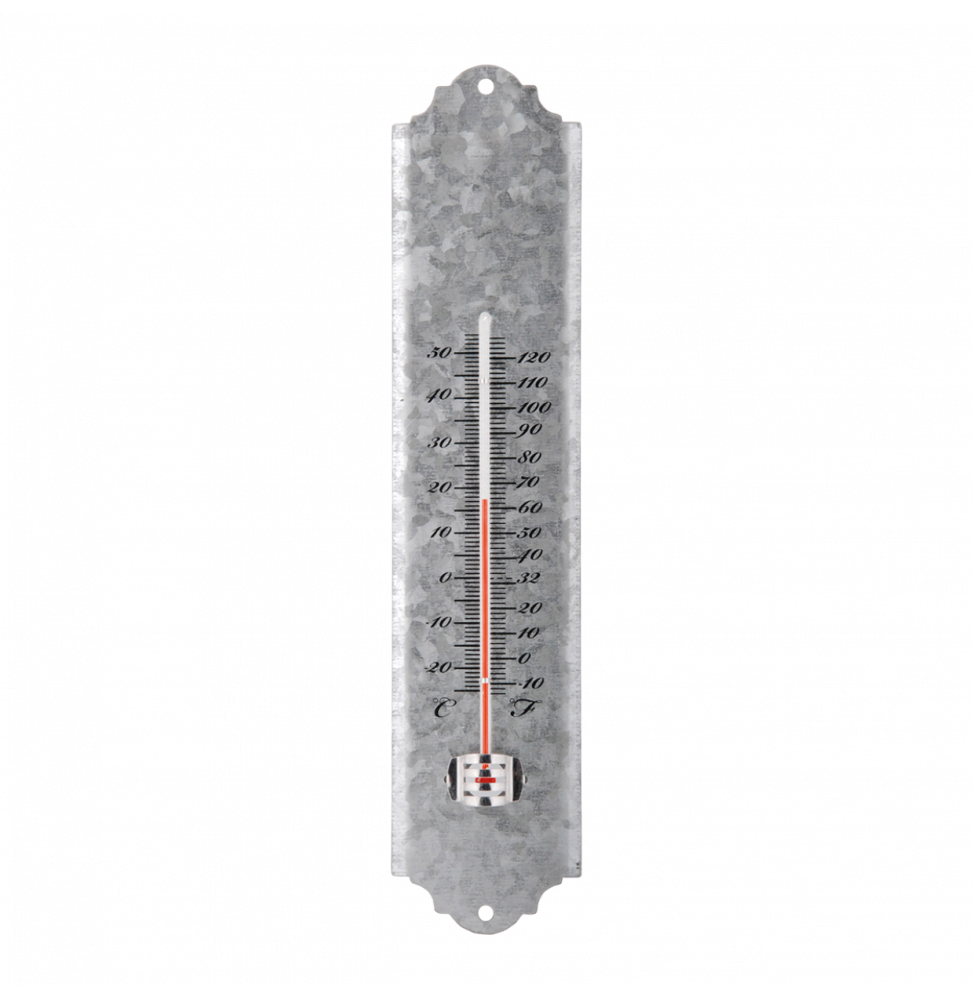 Thermomètre classique - L 6,7 x l 1,4 x H 30 cm - Zinc