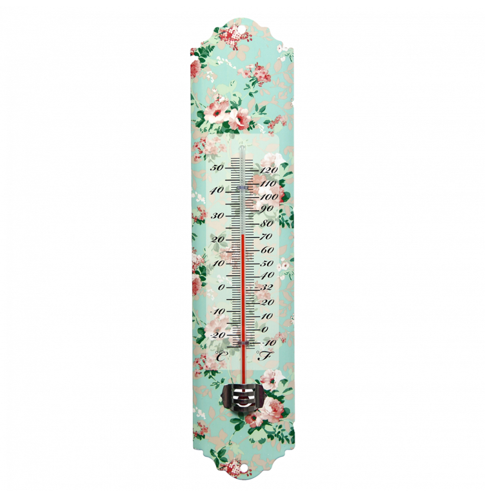 Thermomètre - L 6.7 x l 1.4 x H 29,7 cm - Roses