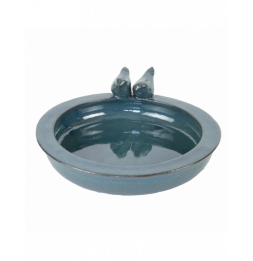 Bain oiseaux rond - L 32,9 cm x l 30,7 cm x H 10,9 cm - Bleu pétrole