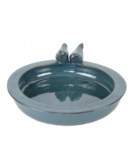 Bain oiseaux rond - L 32,9 cm x l 30,7 cm x H 10,9 cm - Bleu pétrole