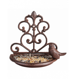 Mangeoire murale pour oiseaux en fonte - L 10,3 cm x l 18,3 cm x H 18,4 cm