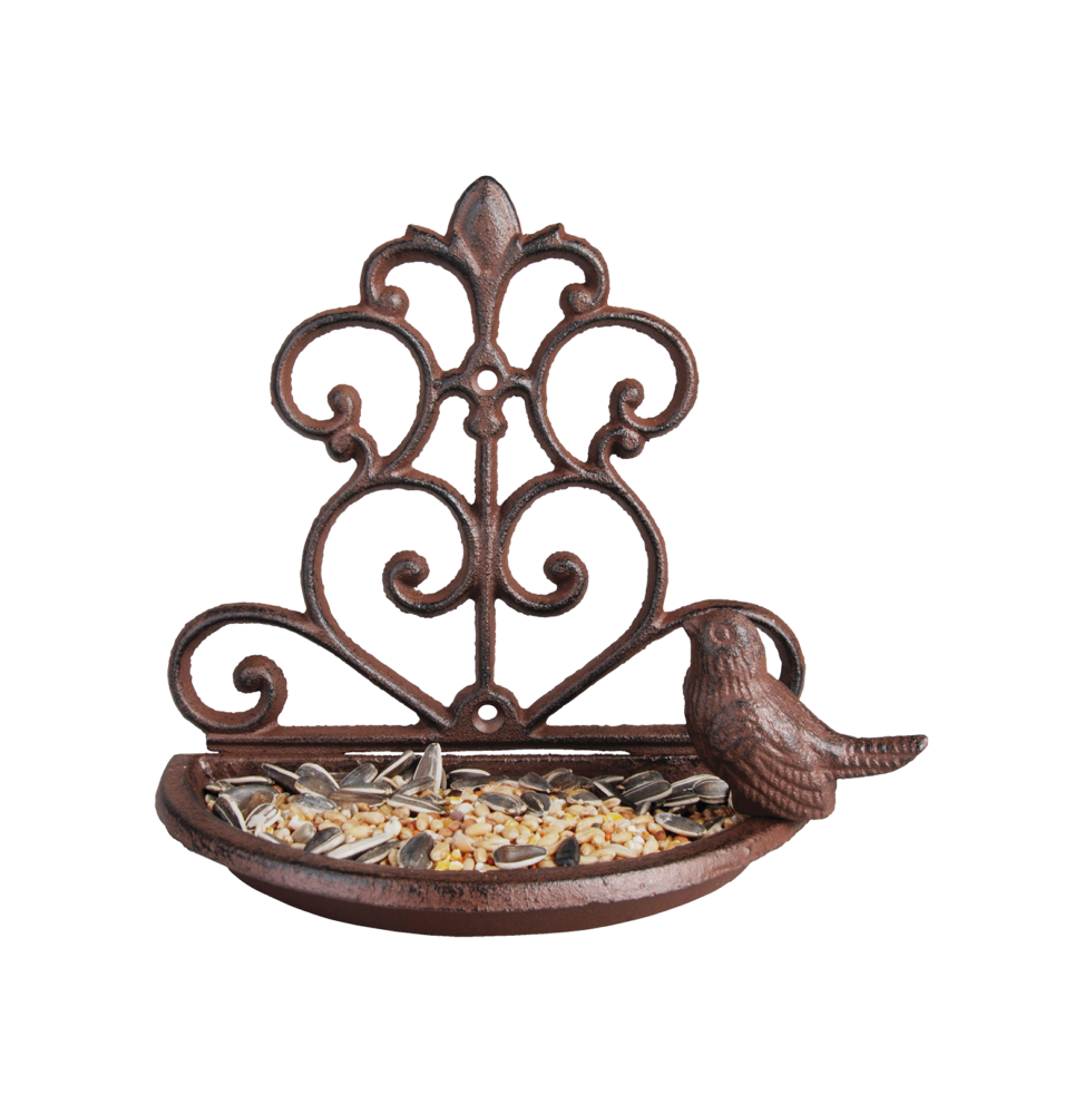 Mangeoire murale pour oiseaux en fonte - L 10,3 cm x l 18,3 cm x H 18,4 cm