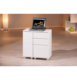 Bureau depliable à roulettes - Armoire tiroirs et caisson - Module plateau et rangements