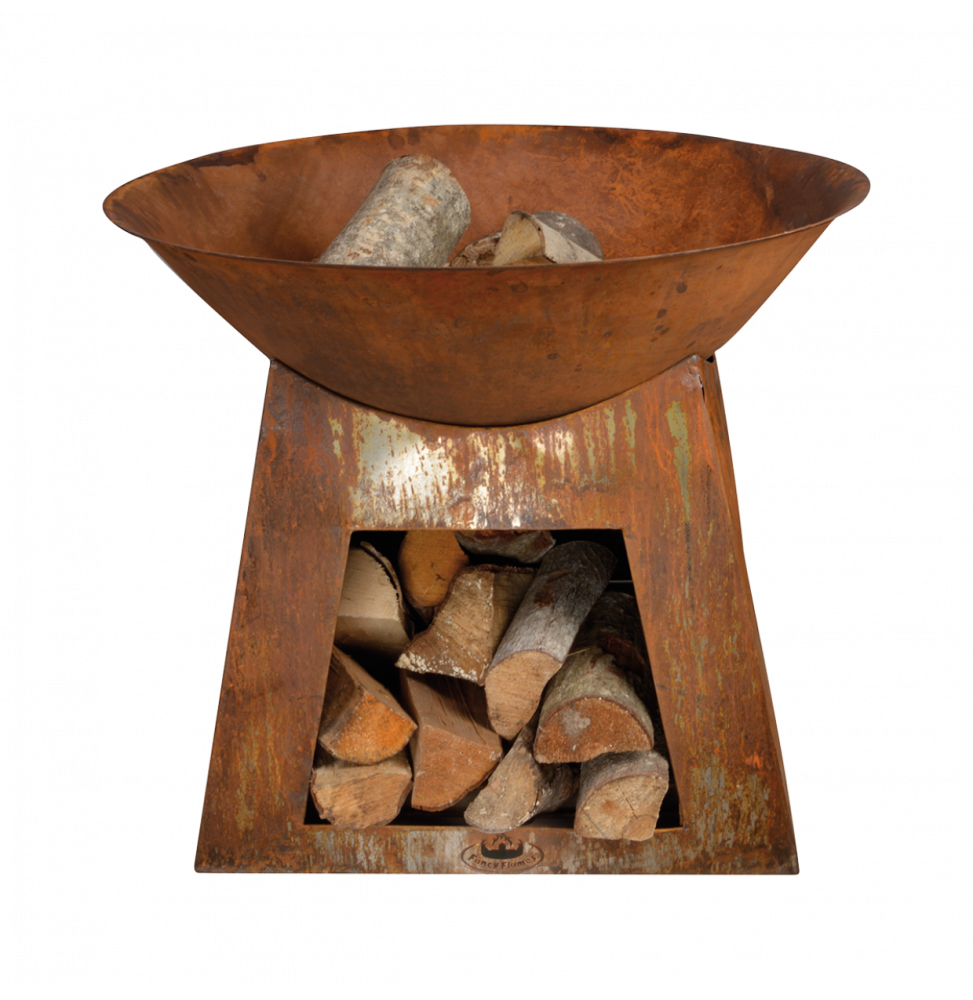 Vasque à feu avec stockage pour bois - D 74,5 cm x H 60 cm