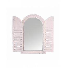 Miroir portes françaises en bois - L 4,8 cm x l 37 cm x H 59 cm - Blanc cassé