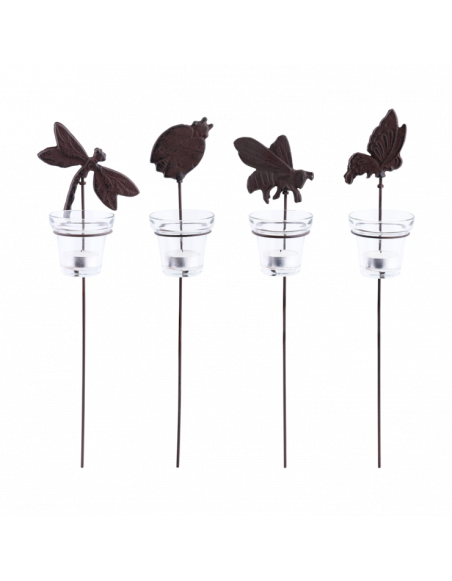 Lot de 4 chandeliers - Jardin Insectes - L 9 cm x l 8,5 cm x H 41,5 cm