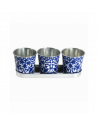 Jardinière 3 pots - L 10,1 x l 29,6 x H 10,1 cm - Bleu