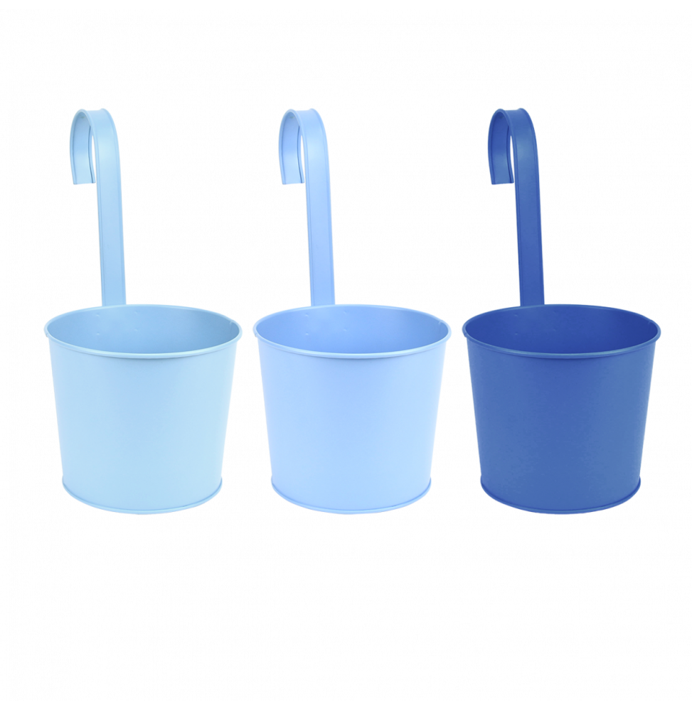Pot de fleurs avec crochet - L 30,2 x l 17,7 x H 34 cm - Bleu