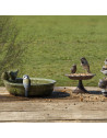 Bain d'oiseau ovale en céramique - L 22,9 cm x l 30,7 cm x H 10,4 cm - Vert