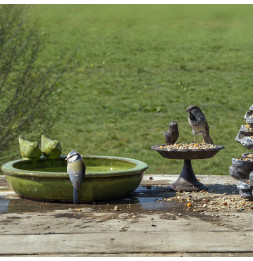 Bain oiseaux sur pied en céramique - D 42 cm x H 47 cm - Crème