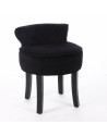 Tabouret avec mini dossier - Velours - Noir - Pouf matelassé solide