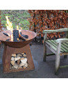 Vasque à feu avec stockage pour bois - D 74,5 cm x H 60 cm