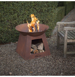 Vasque à feu avec stockage pour bois - D 74,5 cm x H 60 cm