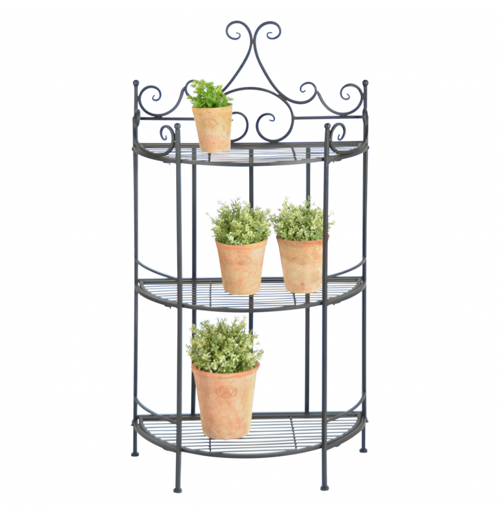 Etagère demi-ronde pliante - L 59,5 x l 30 x H 114,5 cm - Noir