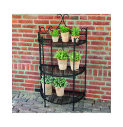 Etagère demi-ronde pliante - L 59,5 x l 30 x H 114,5 cm - Noir