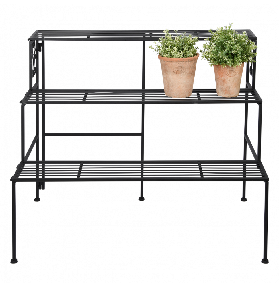 Etagère pliante à 3 niveaux - L 51,5 x l 78,9 x H 65,3 cm - Noir